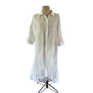Chico's White Linen Shirt Dress Sz 10 Beach Cruise Resortwear Vacation